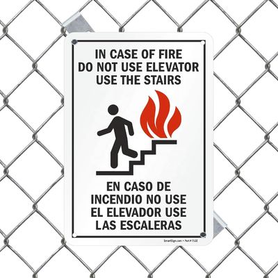 Laminated Aluminum Fire Exit Staircase Signage Do No Use Elevator Safety Warning