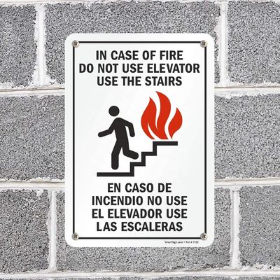 Laminated Aluminum Fire Exit Staircase Signage Do No Use Elevator Safety Warning